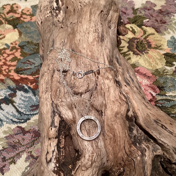 Authentic Tiffany & Co 1837 Sterling Silver Circle Pendant Necklace - Picture 1 of 4